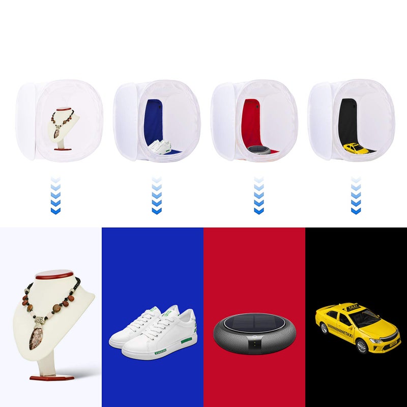 Ruittos Bestshoot 24" Portable Photo Studio Shooting Tent Light Box Cube Diffusion Softbox Tent with 4 Colors Backdrops (Red Dark Blue Black White) for Table Top Indoor Outdoor Photography - Image 5